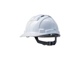A white construction helmet designed for safety in construction environments

