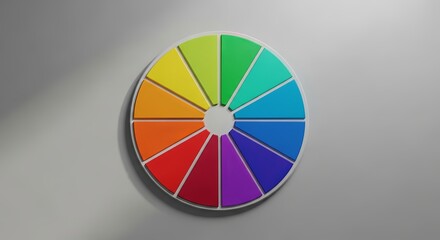 Fototapeta premium A vibrant color wheel with twelve distinct segments arranged in a circular pattern on a gray background