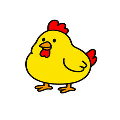 Vector illustration of a cute cartoon chicken and funny poses.chicken  characters in bright yellow color with red details. Perfect for children’s book illustration, mascot design, sticker, educational