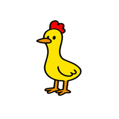 Vector illustration of a cute cartoon chicken and funny poses.chicken  characters in bright yellow color with red details. Perfect for children’s book illustration, mascot design, sticker, educational