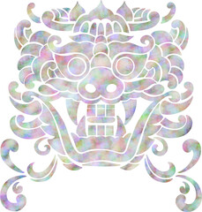 한국 전통 도깨비 문양 자개 스타일 일러스트 : Korean Traditional Goblin Pattern Mother-of-Pearl Style Illustration