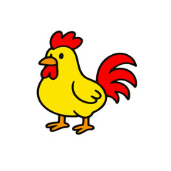 Vector illustration of a cute cartoon chicken and funny poses.chicken  characters in bright yellow color with red details. Perfect for children’s book illustration, mascot design, sticker, educational