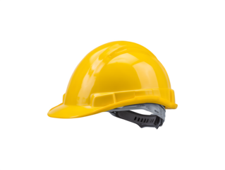 A bright yellow construction helmet designed for safety on job sites 