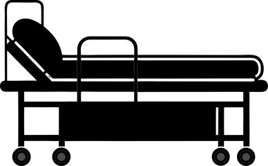 bed in a hospital silhouette  vector black , white background