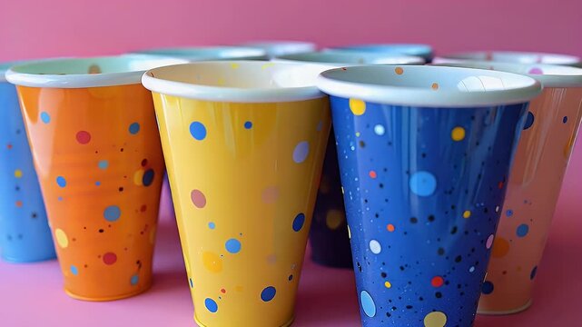 Colorful Polka Dot Cups: Vibrant Partyware Close-Up