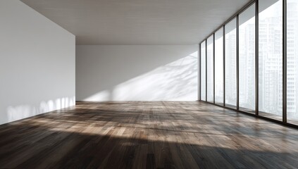 Obraz premium Empty modern room with large windows