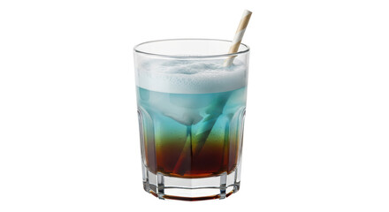 Isolated Colorful Cocktail Glass with Straw