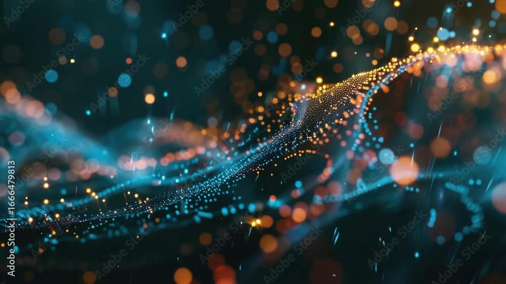 Poster vivid digital sparks illuminating a space backdrop with dynamic fractal patterns.