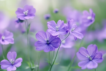 Serene Lavender Flowers Blooming Gracefully with Delicate Petals in a Dreamy, Soft Focus Setting