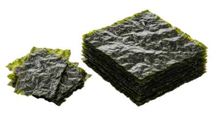 Isolated Stack of Nori Seaweed Sheets