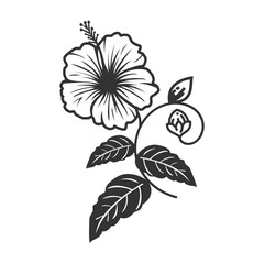 Hibiscus Floral Image - Digital Flower Illustration
