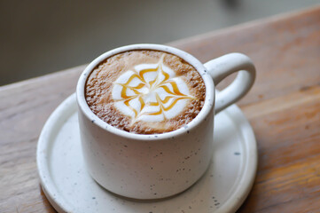 hot cofffee, cappuccino coffee or latte coffee or flat white or latte art