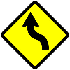 Indonesian Road Sign : Double turn warning with first turn to the left
