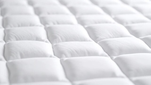 Close-up view of a white quilted mattress pad