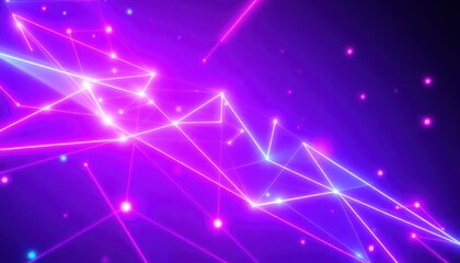 Abstract neon lines and glowing dots form a vibrant network, symbolizing digital connectivity, technology, and futuristic concepts. Ideal for backgrounds, science, or cyber themes.