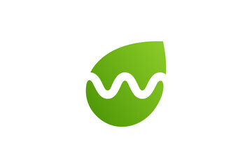 Letter W eco leaves logo icon design template elements