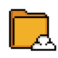 Pixel Art Icon of Cloud-Linked Folder