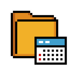 Pixel Art Icon of Calendar Folder with Event Grid