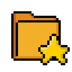 Favorites Folder Icon – Pixel Art of Yellow Folder with Star
