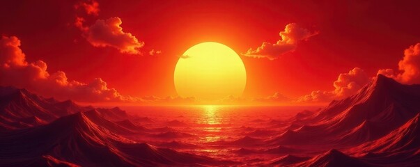 Golden Inti sun radiating across deep red background Seamless pattern , yellow, Inti