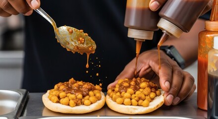 Action Shot Vendor Preparing Authentic