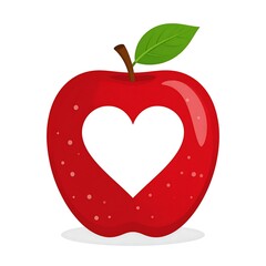Fototapeta premium Red apple with heart-shaped cutout