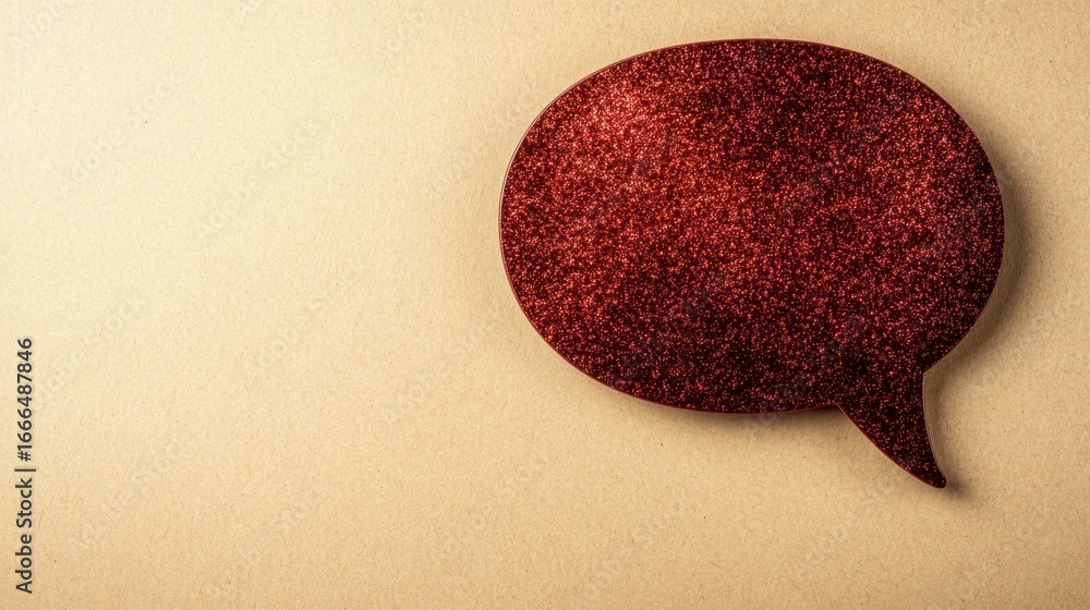 Poster speech bubble design on a textured background with glitter effect