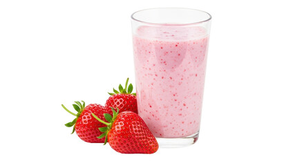 Isolated Strawberry Smoothie with Fresh Strawberries