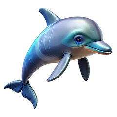 Fototapeta premium Realistic blue dolphin swimming gracefully isolated on transparent background