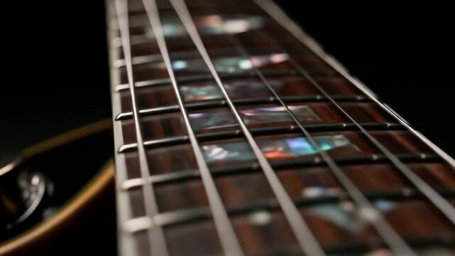 Exploring Intricate Details of a Stunning Electric Guitar Fretboard