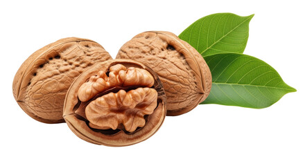 Isolated Walnuts with Leaves