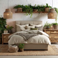 Cozy bedroom with natural elements