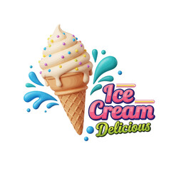 A vibrant and delicious ice cream cone with colorful sprinkles, perfect for summer enjoyment.