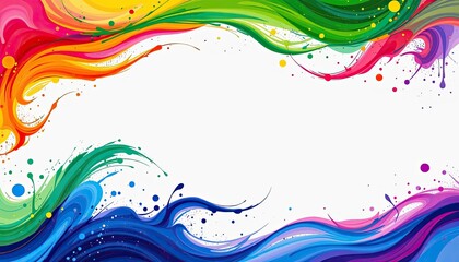 Vibrant Abstract Waves with Multicolored Swirls and Fluid Brush Strokes for Creative Backgrounds and Artistic Projects