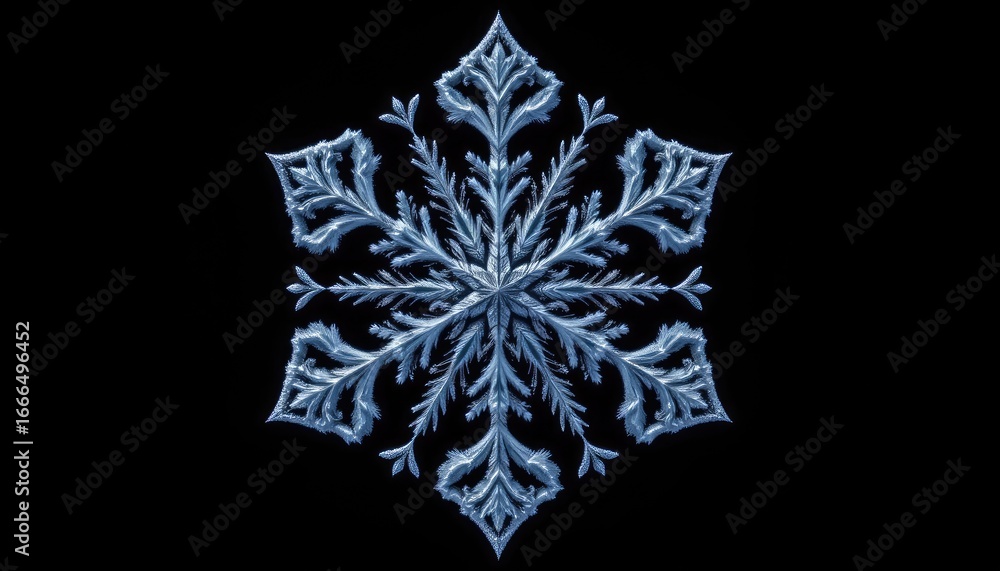 Aufkleber intricate frozen snowflake design displaying nature's beauty and complexity against a dark backgroun