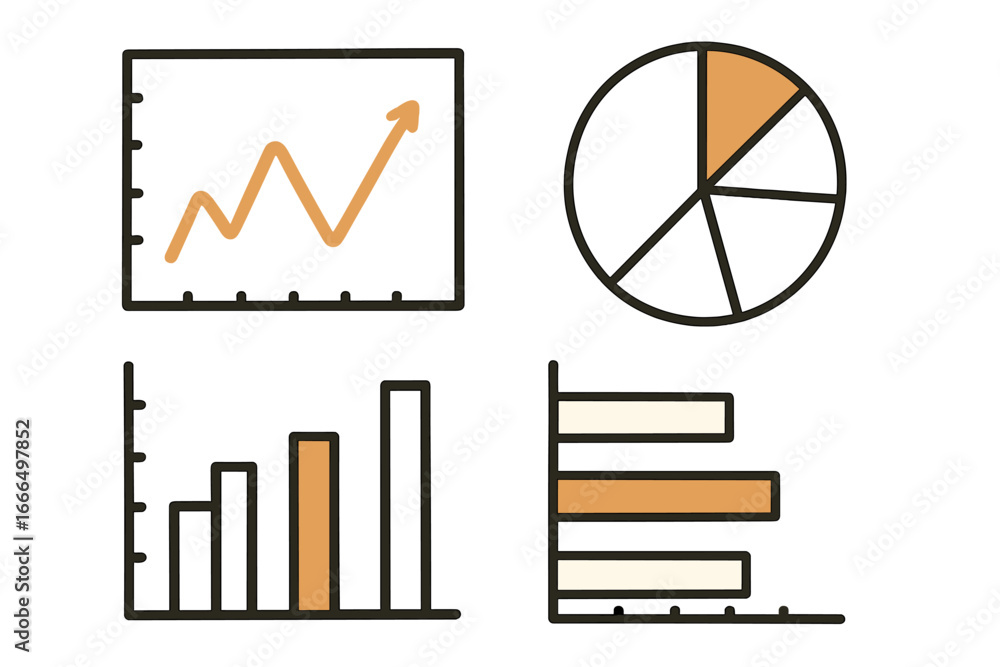 Aufkleber set of hand-drawn charts and graphs for data visualization. business infographic elements for presen