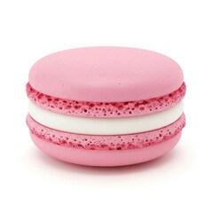 A delicious stack of colorful French macaroons are isolated on a white background