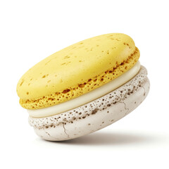 Colorful and delicious French macarons in assorted pastel colors are perfectly isolated on a white background