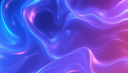 Obraz premium Vibrant abstract background with flowing neon blue, purple, and pink iridescent waves, creating a futuristic and dynamic liquid motion effect. Ideal for technology, marketing, and creative projects.