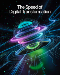 Speed of digital transformation. Abstract, dynamic, futuristic.