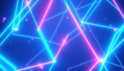 Abstract background with vibrant neon lines forming dynamic geometric shapes and glowing particles, radiating futuristic energy and modern style.