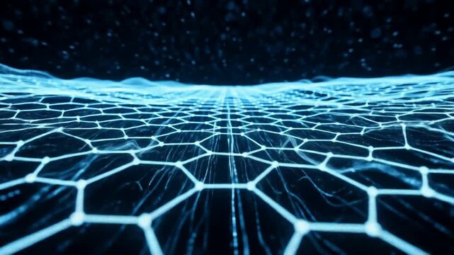 Animated Digital Hexagon Grid Forming Connection Network - Futuristic Technology Background