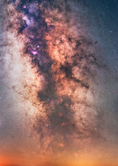 Galactic Center of the Milky Way in High Resolution - Bright Galactic Center in Starry Sky Background