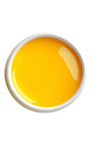 Smooth Yellow Liquid in White Dish on Black Background Ideal for Culinary Use and Branding Projects Related to Food and Cooking