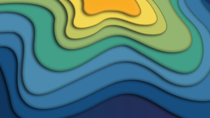 Abstract Blue Green Layered Wave Design