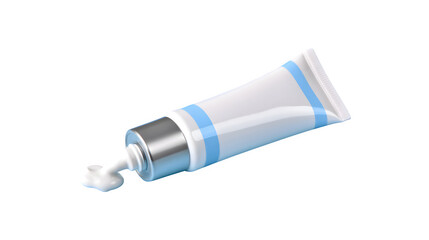 Photo of a tube filled with white toothpaste
