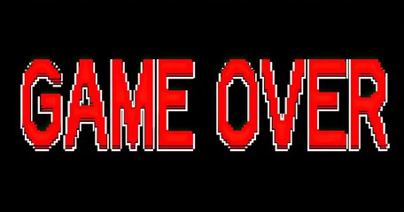 Pixelated red "GAME OVER" text on black