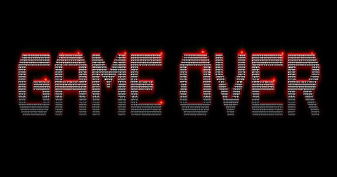 Retro "Game Over" text with red glowing pixels
