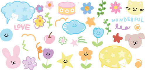 Cute Colorful Flower Stickers – Plant, Bloom, Garden, Cartoon, Spring, Summer, Nature, Kawaii, Minimal, Fun, Doodle, Kids, Illustration, Icon, Vector, Hand-Drawn, Sweet, Decorative