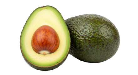 Isolated Avocado with a Half Avocado